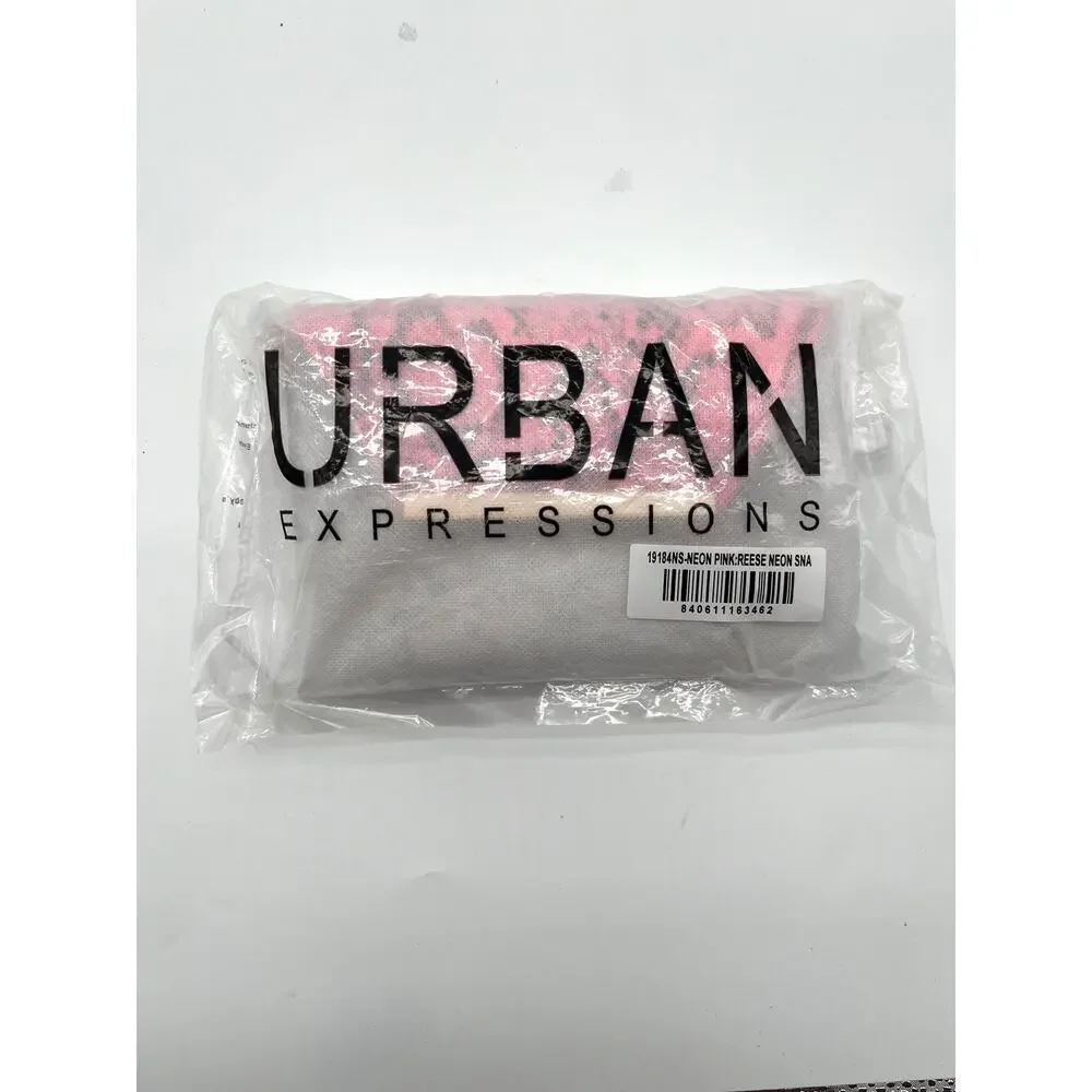 Urban Expressions NWT Snakeskin Clutch, Hot Pink & Clear